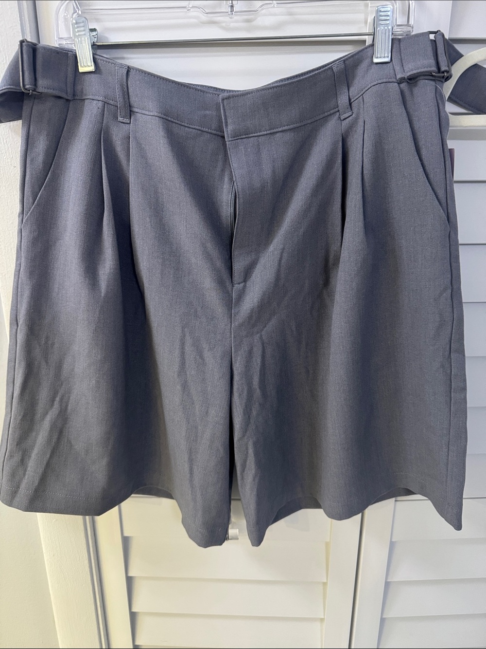 Wild Fable Gray Pleated High-Waist Oversized Bermuda Shorts